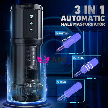 AMI Adult Sex Toys Electric Massager Lifelike Vagina Male Masturbation Cup Silent USB-Rechargeable Pocket-Sized Pussy Sex Toy
