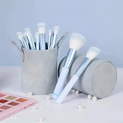 12PCS Makeup Brush Set Blue Foundation Concealer Blush Powder Eye Shadow Kabuki Blending Cosmetic Soft Fluffy Female Makeup Tool