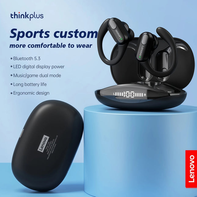 Lenovo XT80 Earphones with Mic Hifi Stereo Sound Bluetooth Wireless Sports Headsets LED Power Display Waterproof cycling Earbuds