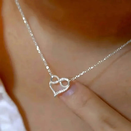 Huitan Infinity Sign Heart Pendant Necklace Charming Graceful Delicate Neck Accessories for Women Love Romantic Wedding Jewelry