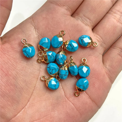 5pcs 6x10MM Faceted Natural Stone Oval Pendant Charm Pendant for DIY Jewelry Making Necklace Earrings Gem Accessory Wholesale