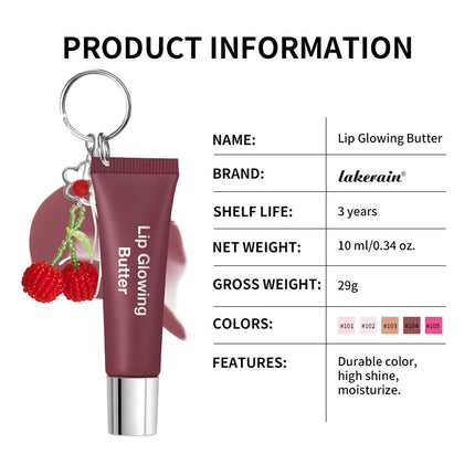 Lakerain Lip Gloss Butter Lip Balm Moisturizing Lip Balm Lip Gloss With Pendant Silver Chain Cherry Easy to Carry Lip Gloss