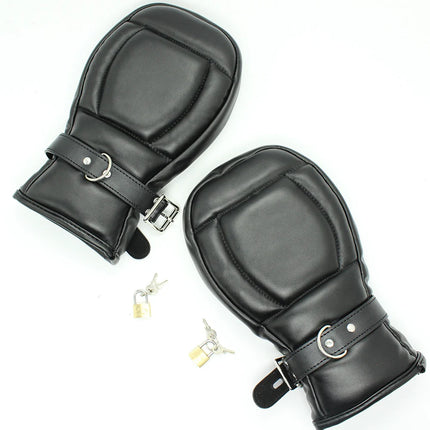 Adult Games Puppy Sex Handcuffs Mittens Leather Gloves Dog Paw Padded Fist Mitts Palm Padded BDSM Bondage Sex Toys For Couples
