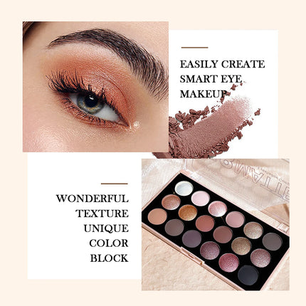 18-Color Eyeshadow Palette – Pearlescent, Matte, Fine Shimmer, Glitter, Earth Tones, Long-Lasting, High-Performance