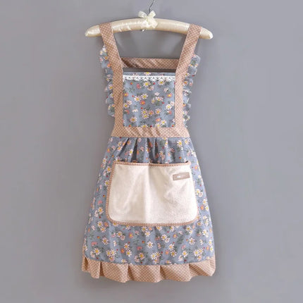 Cute Print Apron with Pockets Baking Kitchen Aprons for Cooking Adjustable Straps Painting Cleaning Aprons