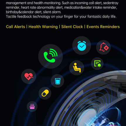 Qino K21 Smart Ring Health Monitor with Smart Touch Information vibration alert 5ATM Waterproof Skin Temperature Measurement