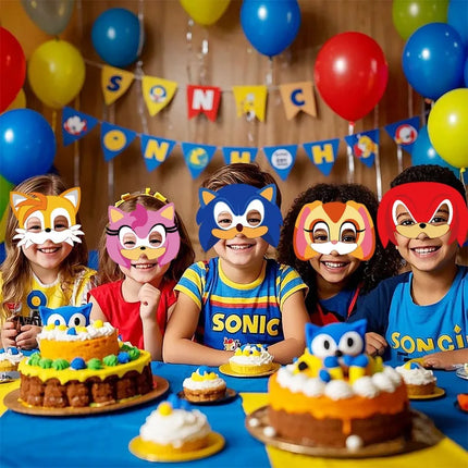 Sonic Party Masks 12pcs Set - Birthday Carnival Cosplay Props Gift