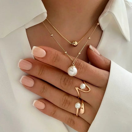 Korea New Hot Sale Peach Heart Pendant Earrings Necklace Rings Light Luxury Design Three-Piece Sets Trend Party Jewelry Gift Sets