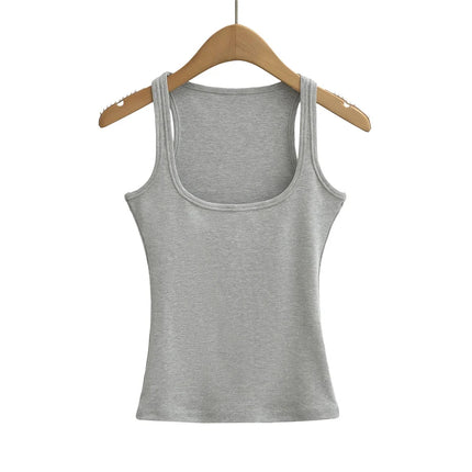 Summer U-neck Sculpted Square Neck Tank Top for Women New 2025 Fashionable Sleeveless Top