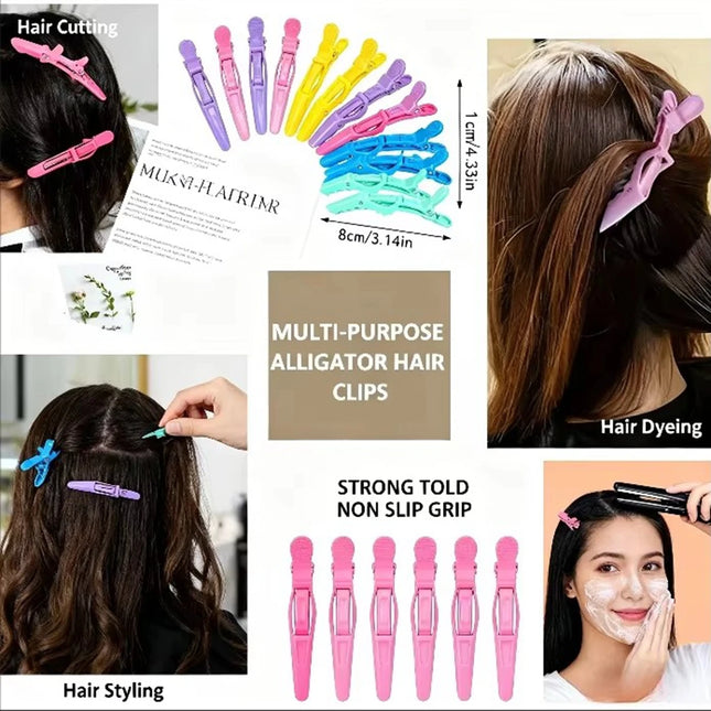 5/10/12/20 Piece Set of Multifunctional Hair Styling Sectioning Clips, Positioning and Partitioning Alligator Clips Suitable for Professional Hairdressers, Women's Hair Clips, Plastic Non-Slip Hair Clips, Professional Hairsty