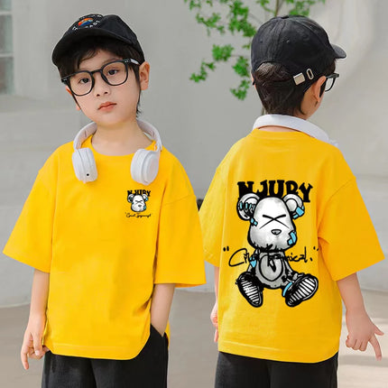 2025 Summer Kids Clothes Streetwear Print Cartoon T Shirt Short Sleeve Tops Tees Boys Girls Clothes 100%Cotton T Shirts Children