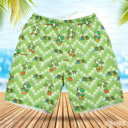Summer Quick-Drying Beach Shorts Yoshi Mario Printed Swimming Pools Gyms and Outdoor Sport Shorts for Beach