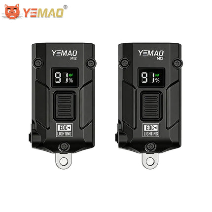YEMAO M12 Pocket Flashlight 300 Lumens USB-C Charging Aluminum EDC Keychain Light With Power Display