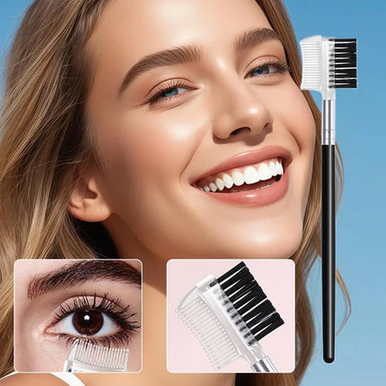 Dual-Headed Eyebrow Comb Makeup Brush Beauty Tool Professional Lash & Brow Comb, Dual-Sided Brush Creates Groomed Lashes & Brows