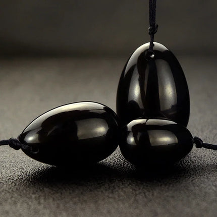 Black Obsidian Yoni Egg Natural Jade Massage Crystal Stone for Kegel Exercise Vaginal Muscle Massage Ben Wa Balls Massage Ball
