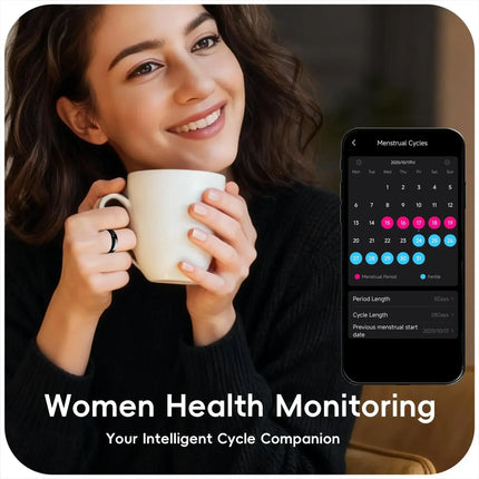 Qino K21 Smart Ring Health Monitor with Smart Touch Information vibration alert 5ATM Waterproof Skin Temperature Measurement
