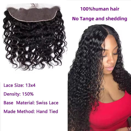 4x4Lace closure Deep Wave Transparent HD Lace Closure 13x4 Deep Wave Closure Brazilian Virgin Remy Human Hair Swiss Lace Closure