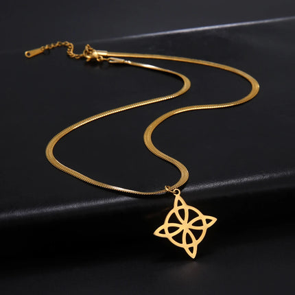 Lucktune Witch Knot Pendant Necklace Stainless Steel Snake Chain Necklace For Women Vintage Lucky Wicca Jewelry Party Gifts Sale