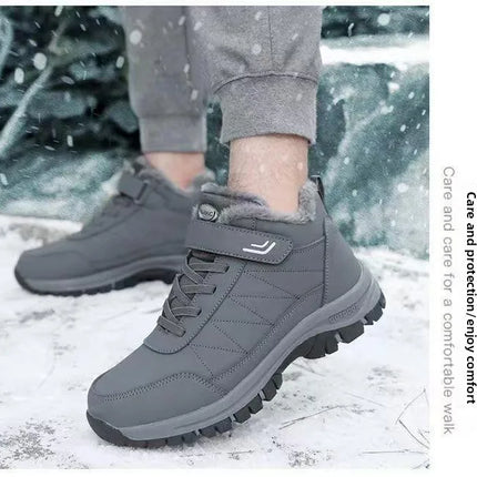 Men's Winter Thick Bottom Snow Boots Warm Fleece Lined Casual Sports Shoes Outdoor Anti-slip Cotton Shoes round Toe Flat Heel