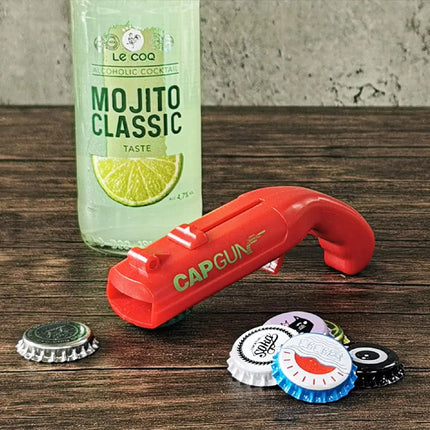 Bottle Opener with Cap Launcher,Funny Shooting Gun for Parties BBQ, Tailgates Unique Beer Cap Shooter Gadget for Men Cool Gifts