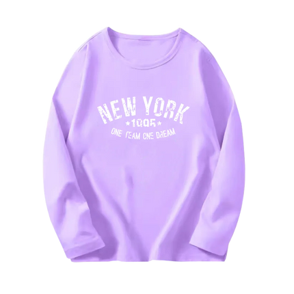 Fashion Paris Eiffel Tower Print T-Shirt Girls Long Sleeve Letter T-shirt Kids Cotton Clothing