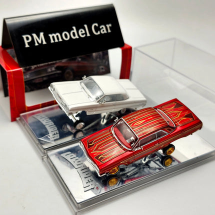 In Stock 97M 1:64 Chevrolet Impala 1964 Low Rider Red & White New Color Alloy Diecast Model Car Collectible Gift Static Display