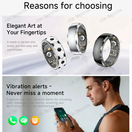 2026 Stainless Steel Smart Ring2026 Information Vibration Reminder Hand Gestures Control Heart Rate Health Monitoring Smartring