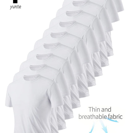 Crew T-Shirt10Pcs White Ultralight Men Quick Dry Breathable Sweat Shirt for Fitness Gym Running Light Plaid Quick Dry Short Sleeves