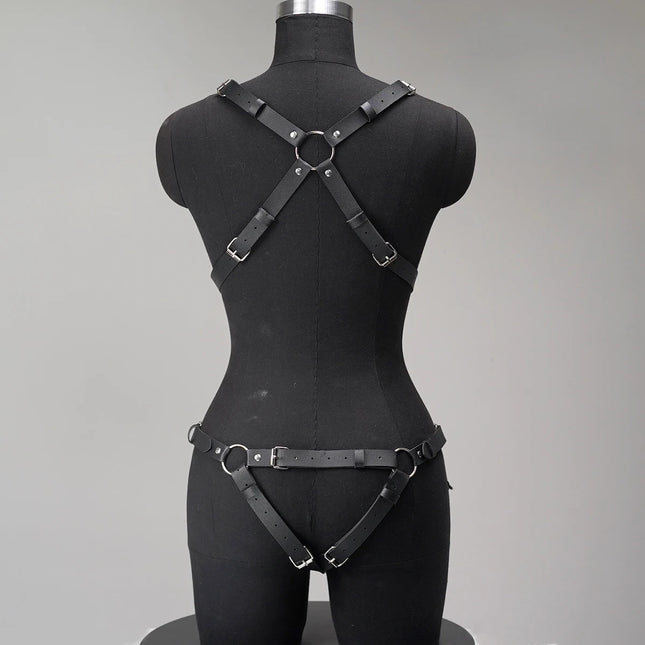 Full Body Leather Harness Daily Outfit Women Body Harness BDSM Lingerie Rave Outfit Bondage Harness Full Body BDSM Lingerie Set