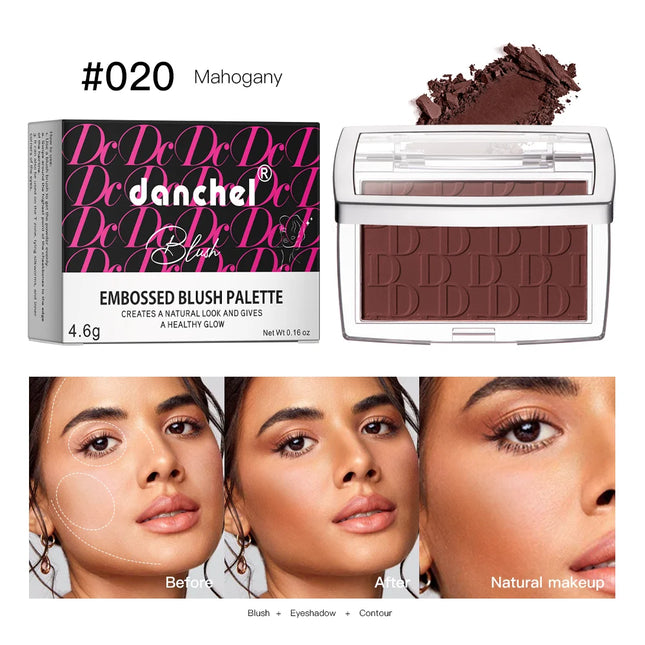 Hot Matte Embossed Blush Palette Rosy Blusher Facial Blush Powder High Pigmented Pink Coral Rouge for Cheeks Smooth Cosmetics