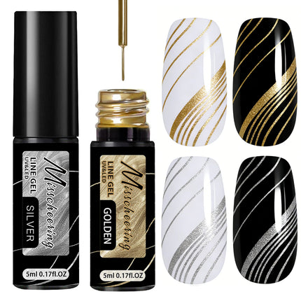 1/2/3pcs Super Bright Mirror Pull Line Graffiti Painting Stripe Gel Nail Polish 5ml Metallic Liner Gel Semi-Permanent Nail Art