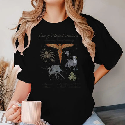 Vintage Wizard Magic T-shirts Women Men Classic Retro Animal Print T Shirts For Fan Gifts