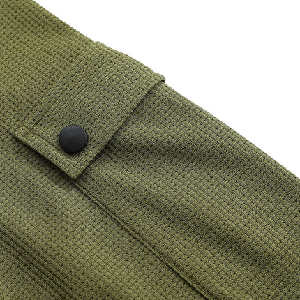 Men's New  Button Henley neck Shirt Long Sleeve Casual Button Solid color T-Shirt Fashion Waffle Cotton Fake two-piece T-Shirt