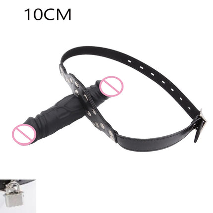 Double-Ended Dildo Deep Blowjob Sex Toy Gag Open Mouth Plug Leather Harness Lesbian Strapon Penis Butt Plug BDSM Erotic Bondage
