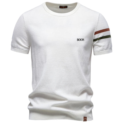 Summer new cross-border pure cotton fashionable men's short sleeved woolen round neck T-shirt men's casual T-shirt Polo shirt