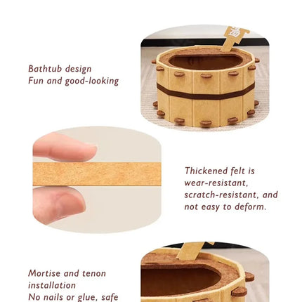 Sturdy Soft Comfortable Pet Nest Four Seasons Bathtub Cat House Fun Semi-Enclosed Felt Cat Bed For Claw Sharpening Sleeping
