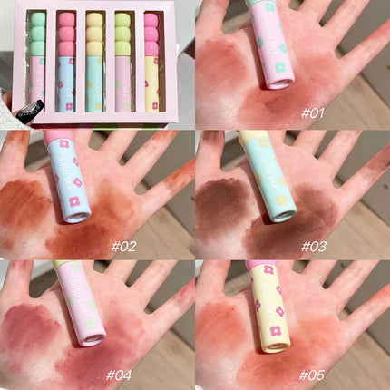 1/5Pcs Candied Fruit Lip Mud Milk Mist Velvet Matte Lip Gloss Long Lasting Not Easy To Stick Cup LipGlaze Almond Brown Pink
