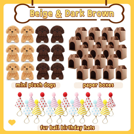 6-20Set Mini Plush Puppy Stuffed Dogs Adopt A Pet Dog Set with Paper Boxes Animals Bulk for Birthday Animal Theme Party Favors