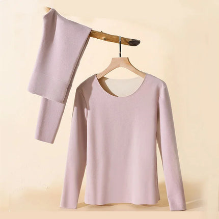 Women Thermal Underwear Winter Long Sleeve Bottoming Top Seamless Thick Double Layer Warm Lingerie Woman 2 Pcs Set Sleepwear/602