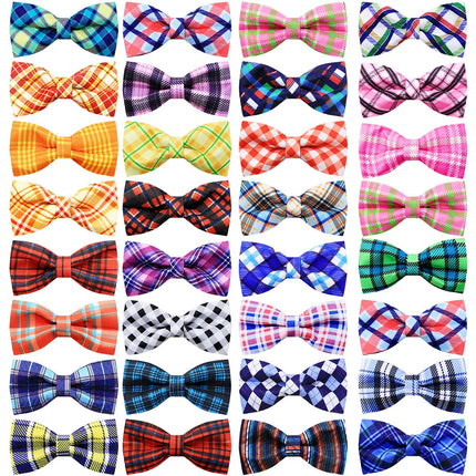 50pcs Plaid Style Dog Bowties For Collar Removable Small Dog Cat Bowties Collar Accessories For Dogs Grooming Pet Supplies