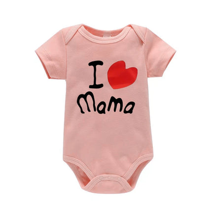 "I Love Mama & Papa" Letter Print Baby Boys Girls Romper Short Sleeve Infant Jumpsuit Clothing Newborn Costume