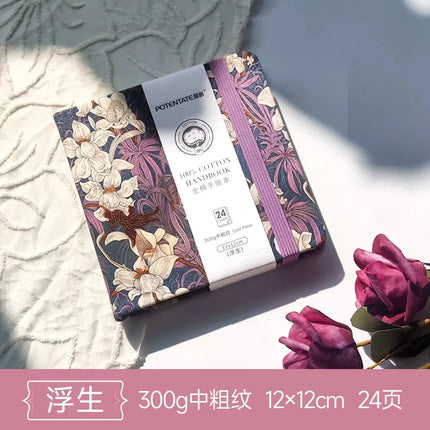 100% cotton journal watercolor book sketchbook acrylic marker drawing book fabric cover mini pocket book square oil pastel book