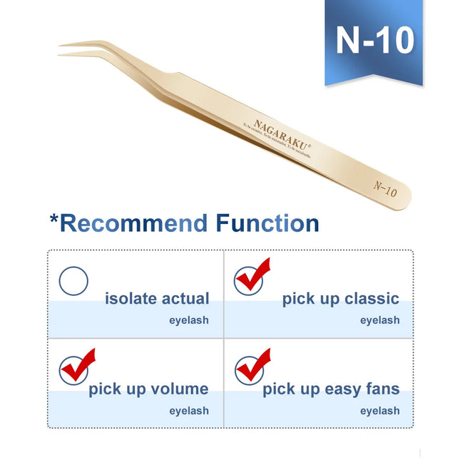 NAGARAKU Eyelash Extension Tweezers Makeup Tools Stainless Steel Non-magnetic Pincet False Eyelash Tweezers 3D accurate tweezers