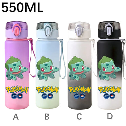 550ML Pokemon Sports Water Bottle Pikachu Mewtwo Gengar Eevee Portable Cartoon Drinking Cup Outdoor Hiking Gym Fitness Jugs