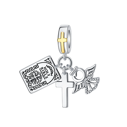 925 sterling silver wings Sister Cross pendant charms fit original 4mm Aperture bracelet charm beads necklace Diy female jewelry
