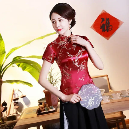 Elegant Ethnic Style Streetwear Cheongsam Qipao Tees Fashion Clothes Tshirts Vintage Shirts for Women Y2k Tops Women Clothing