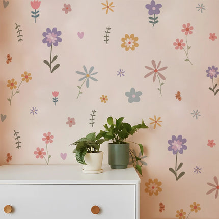 Cartoon Flowers Wall Stickers for Kids Room Wall Decals Living Room Furniture Baby Room Decor Bedroom Decoration