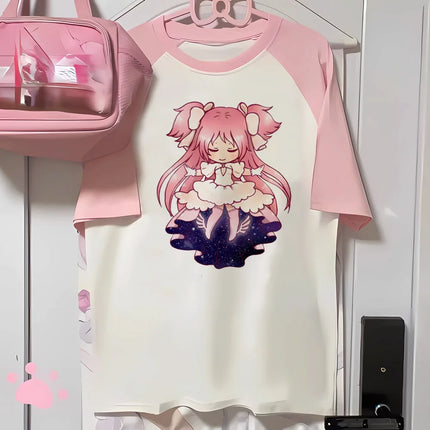 Madoka Magica T-Shirt Women Harajuku T-Shirts Female Comic Clothing