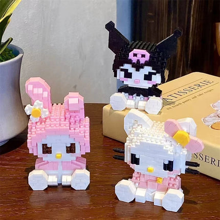 Sanrio Anime Hello Kitty My Melody Cute Building Blocks Doll Toy Pochacco Cinnamoroll Pompompurin Kuromi Girls Brithday Gift