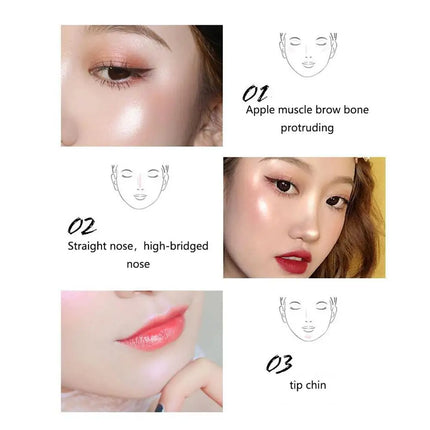 3Colors Facial Highlighter Makeup Palette Face Lasting Glow Brighten Contour Shimmer Powder Illuminator Highlight Cosmetics tool